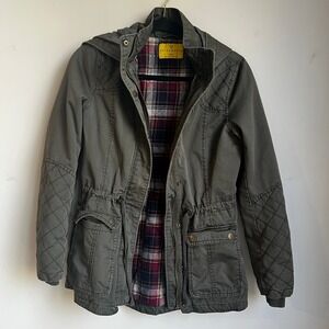 Prince &‎ Fox Olive Green Utility Field Jacket Plaid Lined Hooded XS LXGHCH3